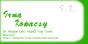 irma kopacsy business card